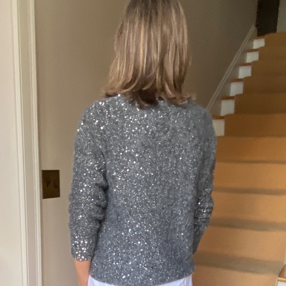 Garnet Hill sparkle v-neck holiday sweater, small - Picture 10 of 12